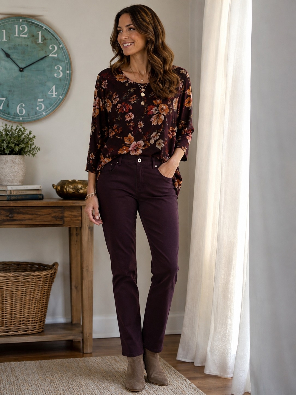 J. Jill Deep Plum Straight-Leg Jeans